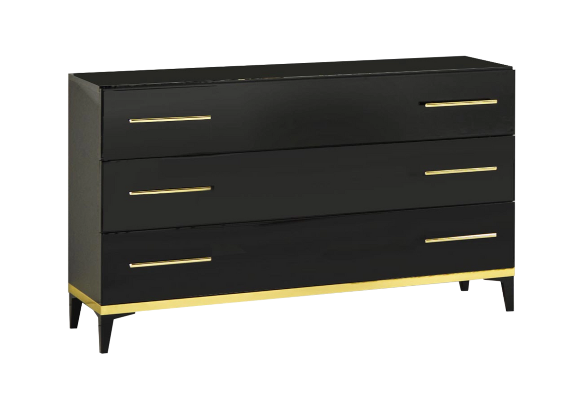 Chambre complète laquée noire et dorée - NOX