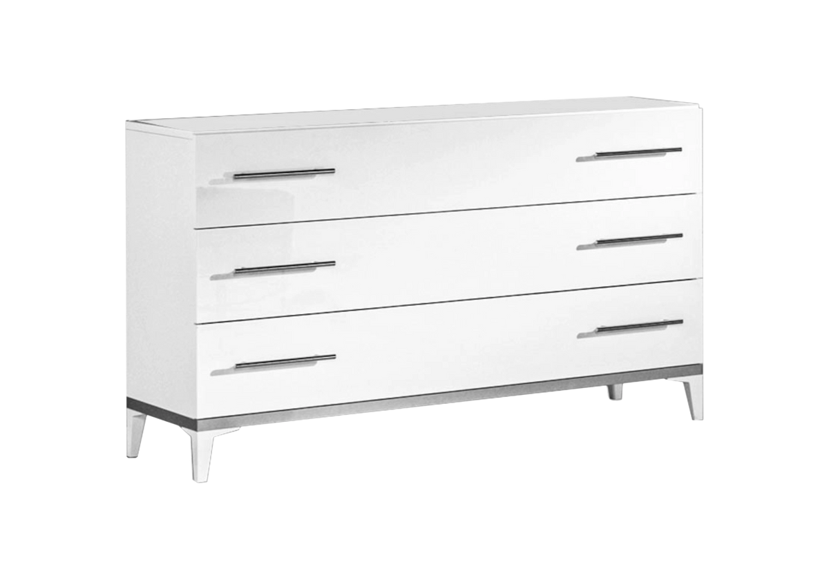 Chambre complète laquée blanche et argentée - NOX