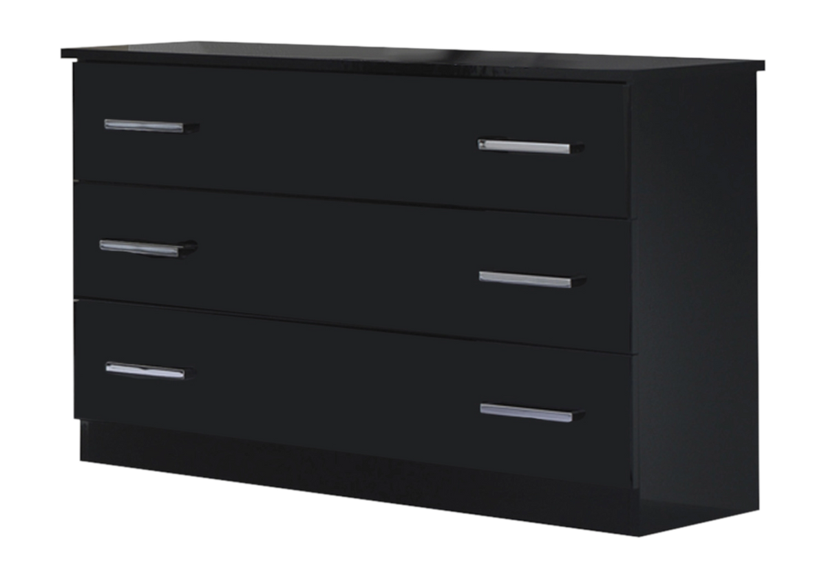 Chambre complète noire laquée capitonnée LED - LUCIA
