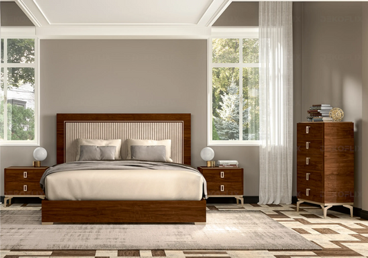 Chiffonnier Bois Noyer Raffiné – Collection Eva - Made in Italy DEKOFLIX