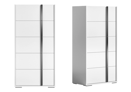Bianca White – Chiffonnier 5 Tiroirs avec Plateau Laqué - Made in Italy - DEKOFLIX