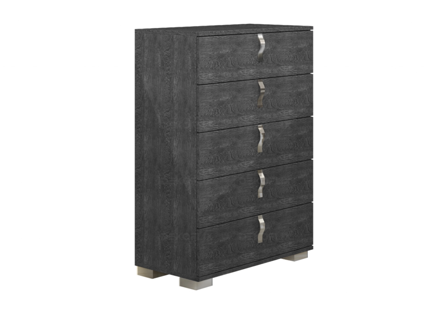 Chiffonnier Sarah 5 Tiroirs en Bois de Bouleau Gris - DEKOFLIX