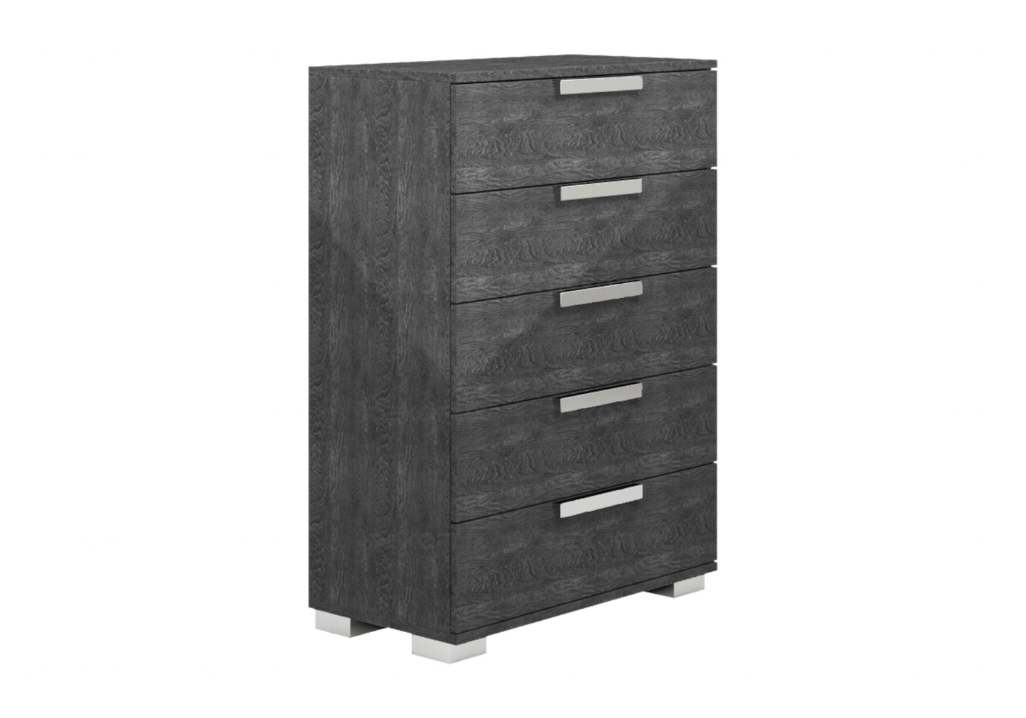 Chiffonnier Sarah 5 Tiroirs en Bois de Bouleau Gris - DEKOFLIX
