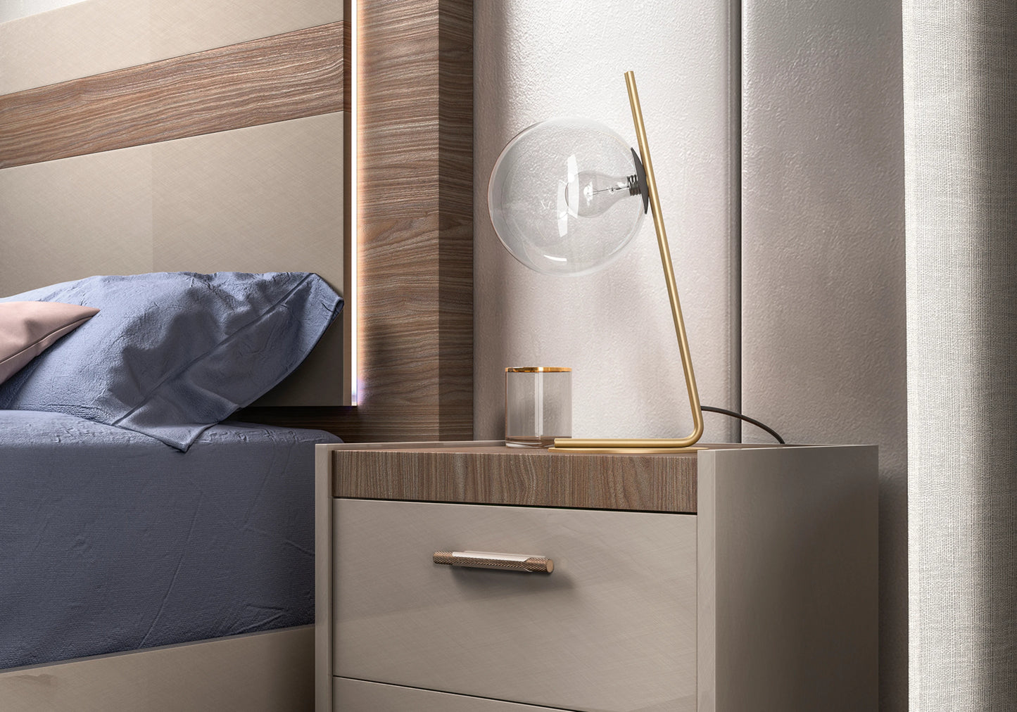 Lit Design avec Éclairage LED – Cadre de Lit Nora