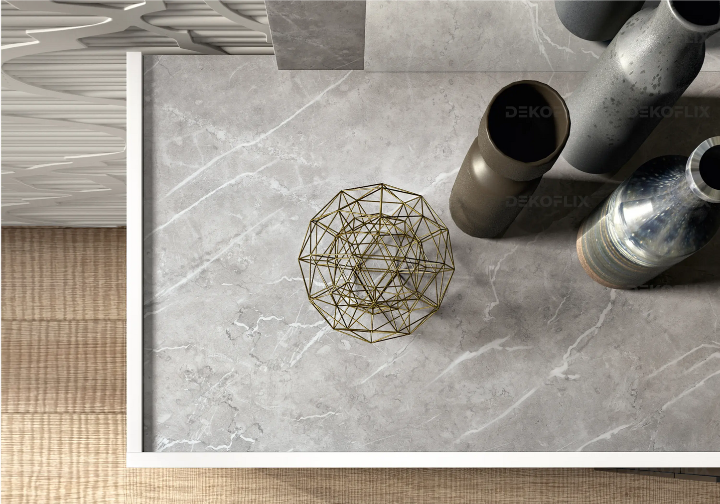Commode Blanche Effet Marbre – Modèle Mara Design DEKOFLIX