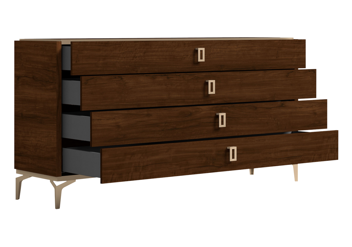 Chambre complète 160x200 noyer laqué – Eva