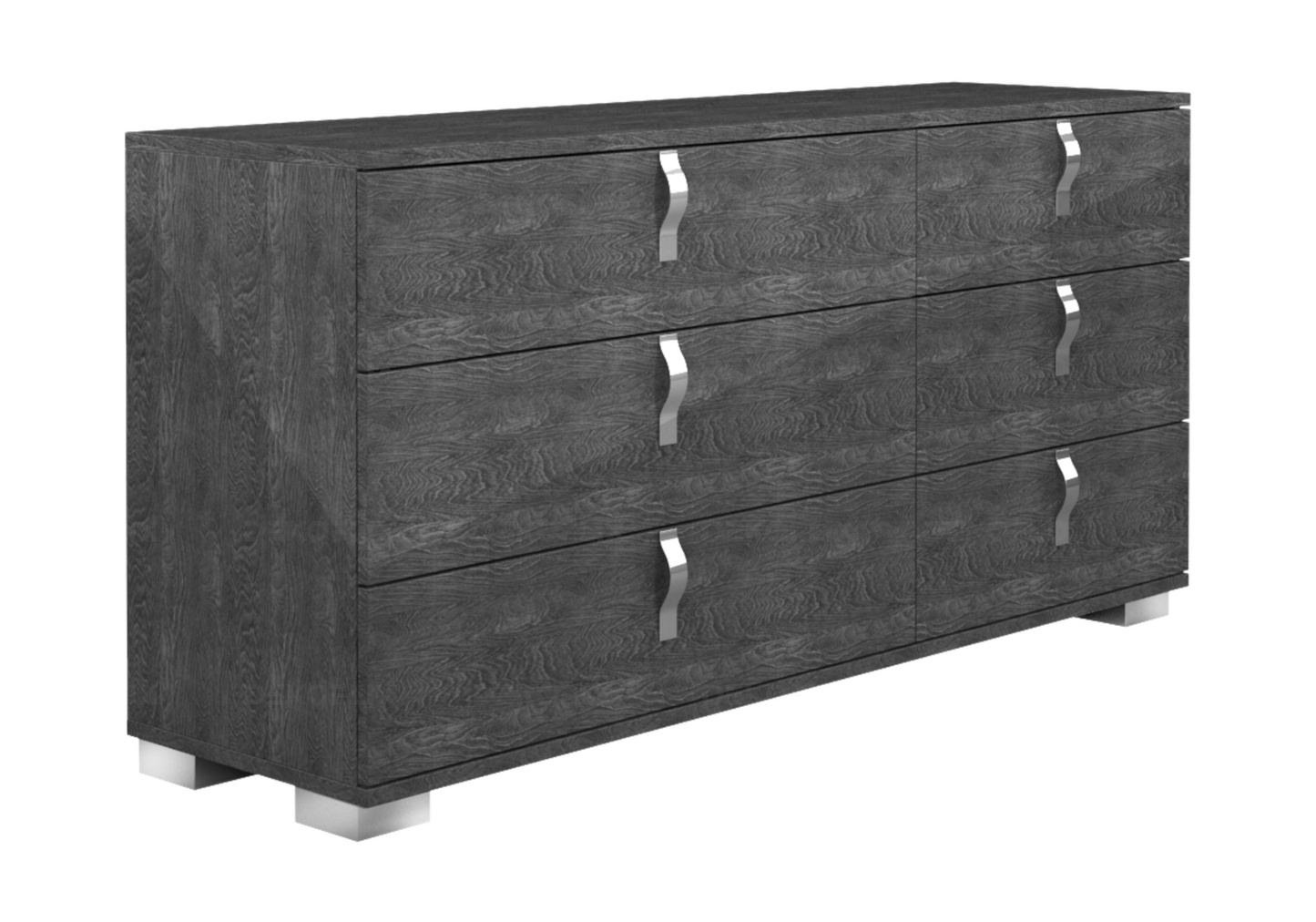 Commode Sarah à 6 Tiroirs en Bois de Bouleau Gris - DEKOFLIX