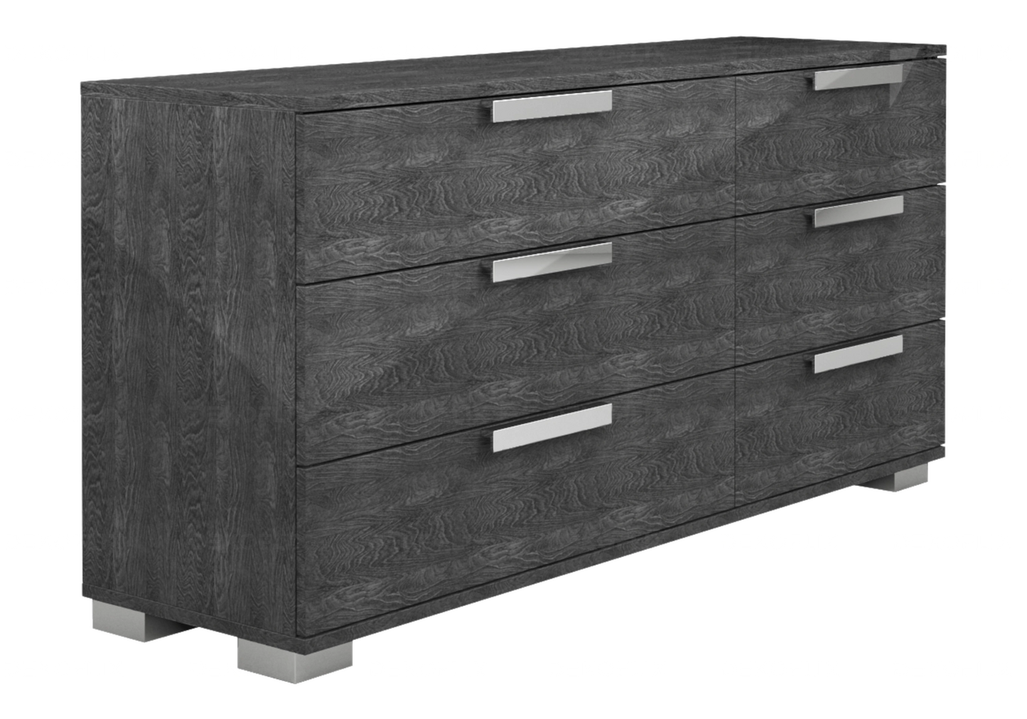 Commode Sarah à 6 Tiroirs en Bois de Bouleau Gris - DEKOFLIX