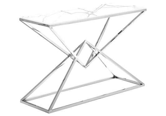 Console argentée marbre blanc LUXOR New Design