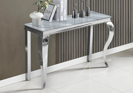 Console design marbre gris pied argent – NEO New Design