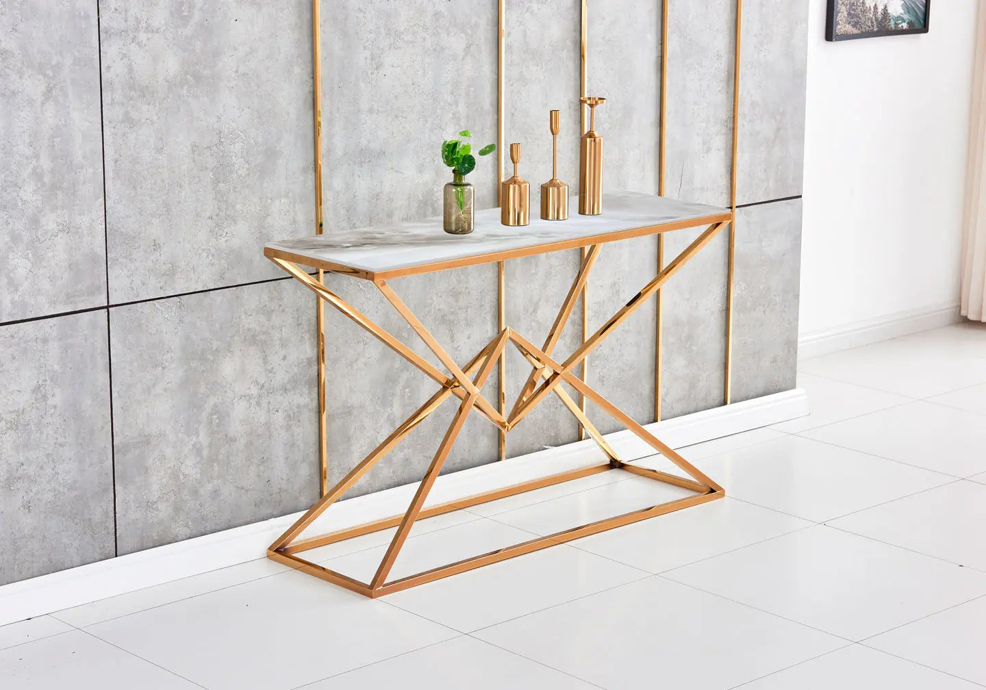 Console dorée marbre beige LUXOR New Design
