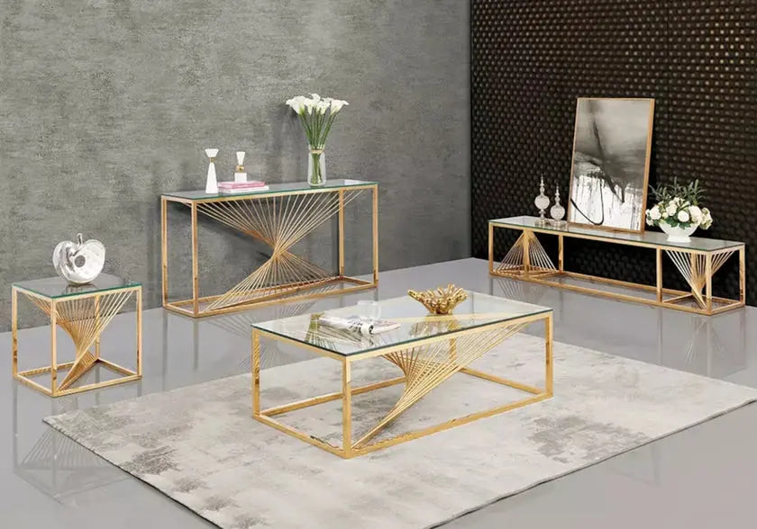 Console dorée verre trempé LUC New Design