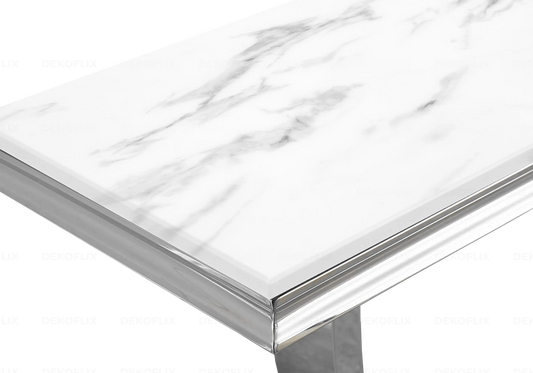 Console métal chromé marbre blanc design BOBO New Design