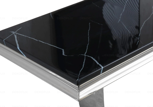 Console métal chromé marbre noir design BOBO New Design