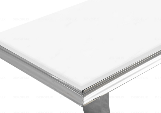 Console métal chromé verre blanc design BOBO New Design