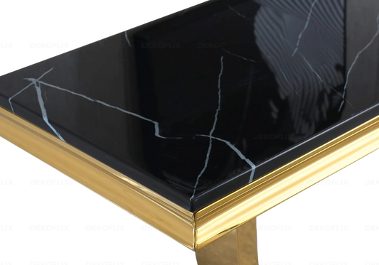 Console métal doré marbre noir design BOBO New Design