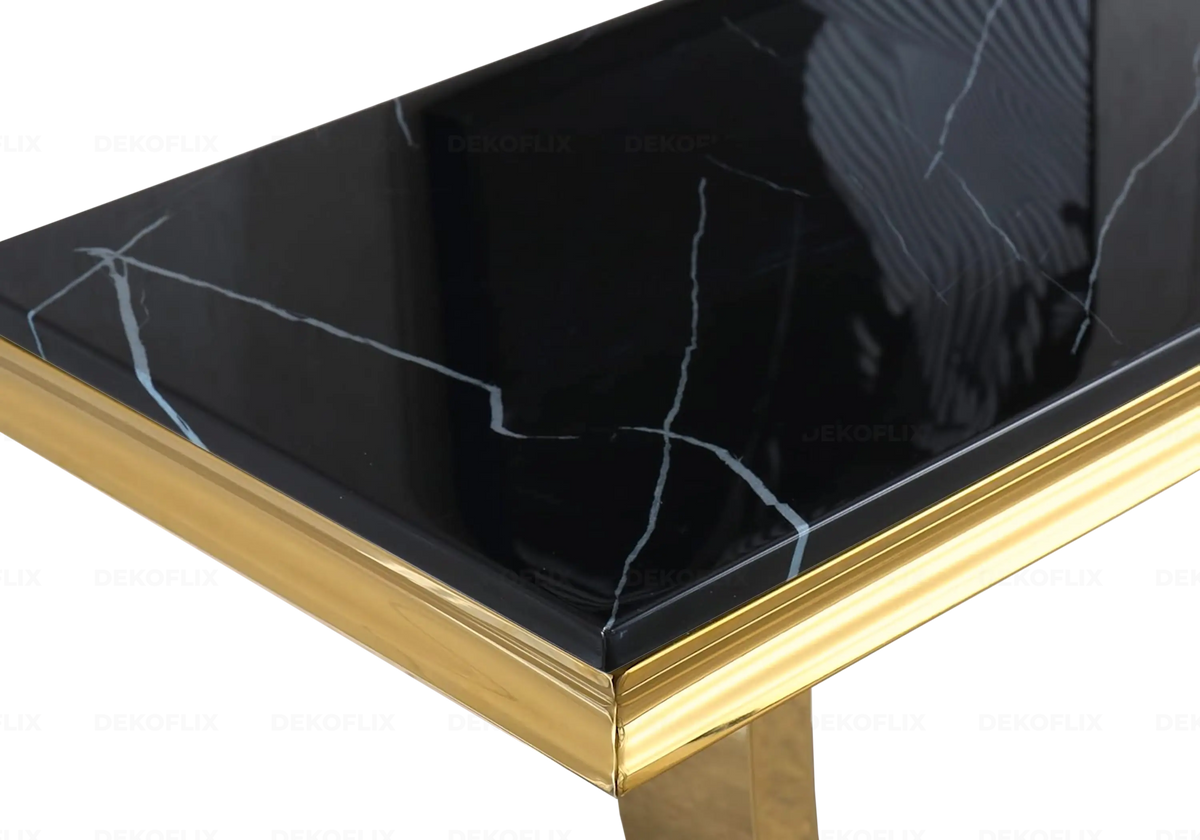 Console métal doré marbre noir design BOBO New Design
