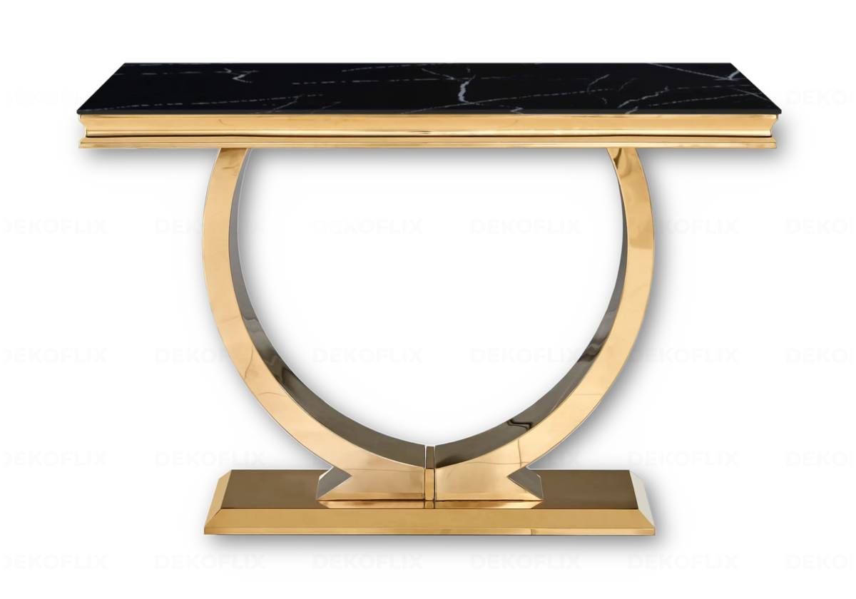 Console métal doré marbre noir design BOBO New Design