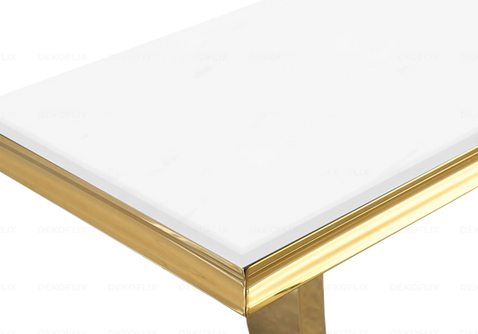 Console métal doré verre blanc design BOBO New Design