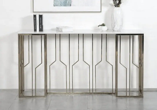 Console marbre blanc argent PORTO New Design