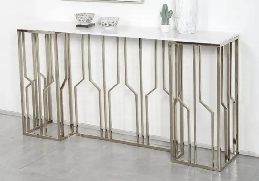 Console marbre blanc argent PORTO New Design