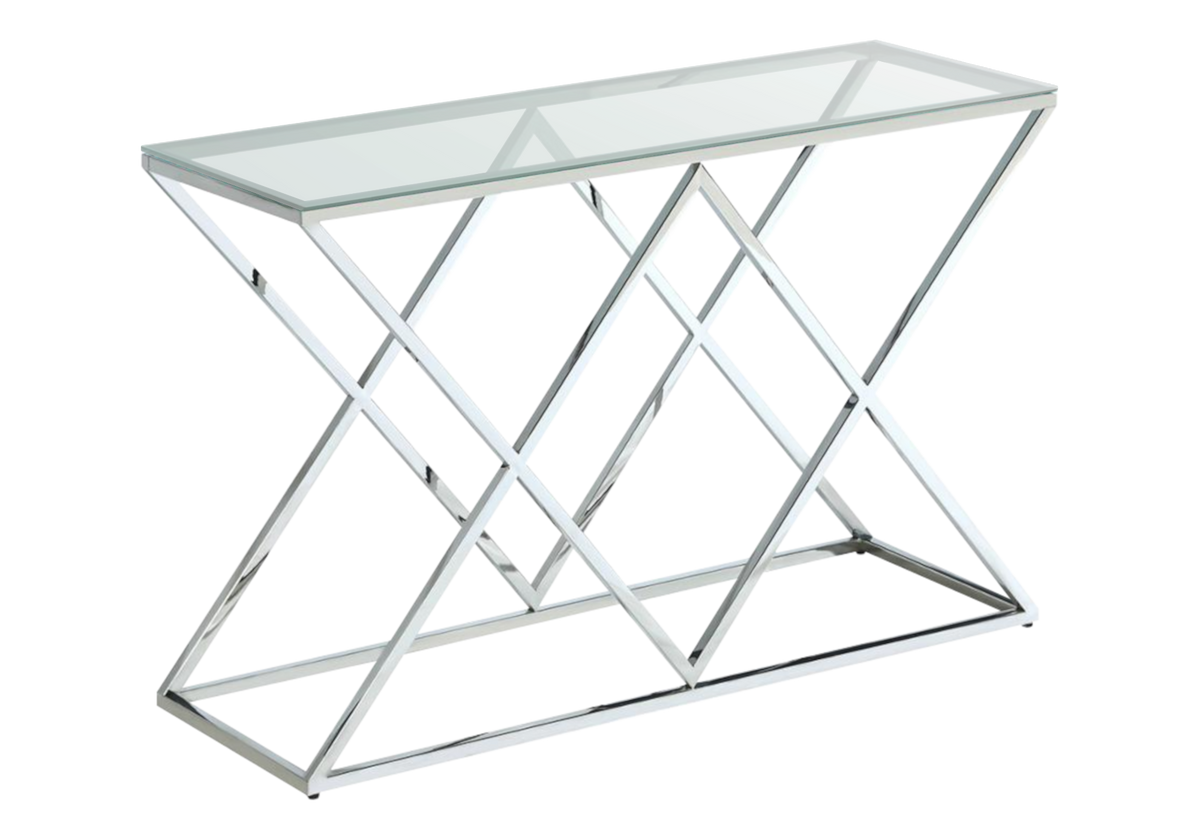 Console d'entrée en verre transparent et pied argent - Erly