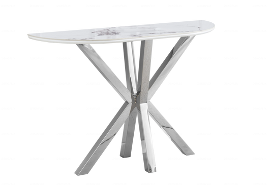 Console argentée céramique marbre blanc OTHO - DEKOFLIX