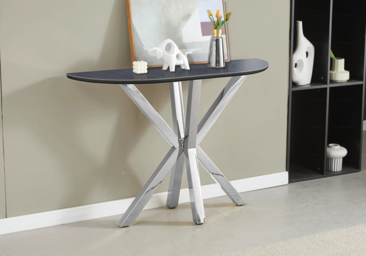 Table basse argentée céramique noire OTHO - DEKOFLIX