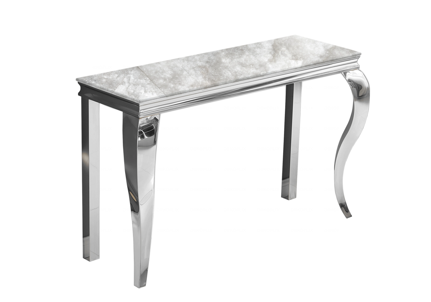 Table à manger marbre beige pied argent – NEO