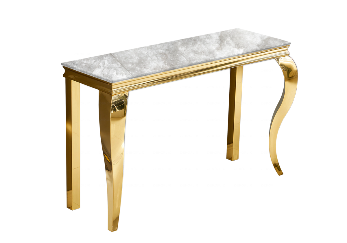 Console d'entrée design marbre beige or - Neo