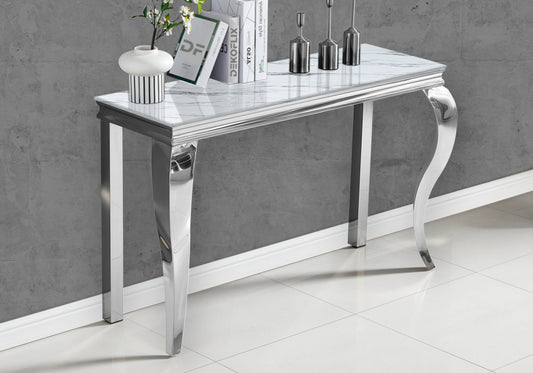 Console d'entrée design marbre blanc argent – Neo