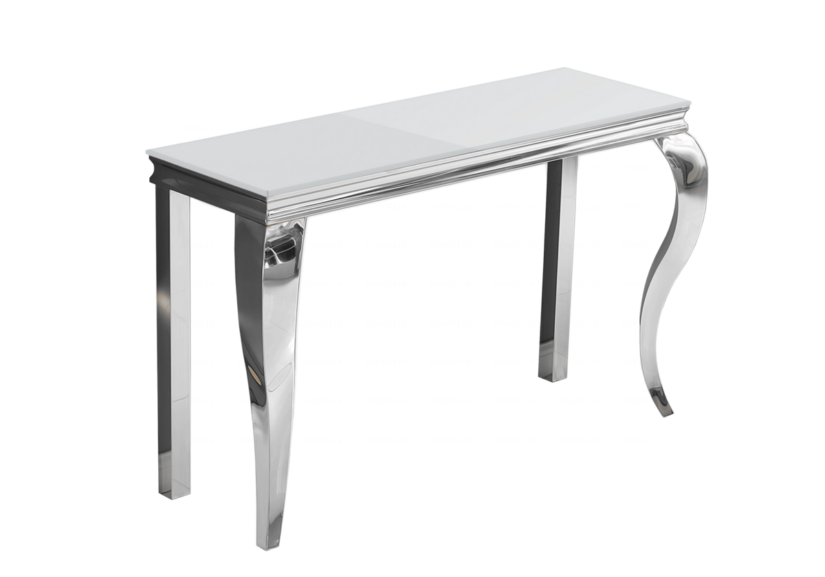 Console d'entrée design verre blanc argent - Neo