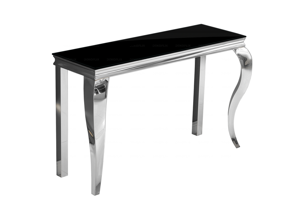 Console d'entrée design verre noir argent - Neo