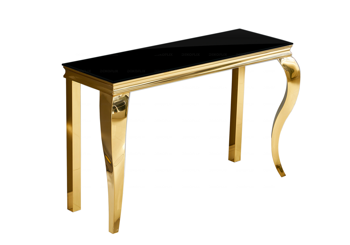 Table verre noir et chaises simili-cuir blanc doré – NEO