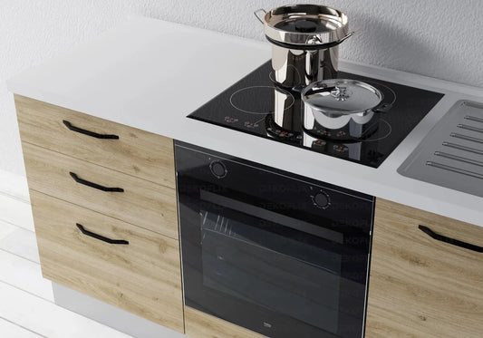 Cuisine Avec Électroménager Chêne Titane STAR 210 - DEKOFLIX