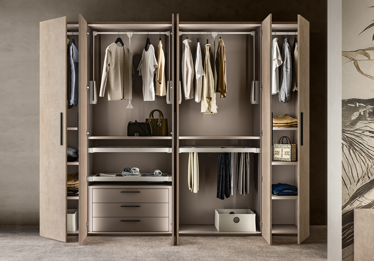 Armoire 4 portes design italien effet pierre - Dune