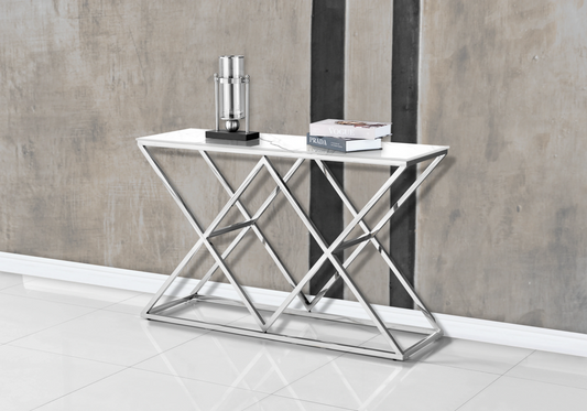 Console métal chromé plateau marbre blanc ERLY - DEKOFLIX