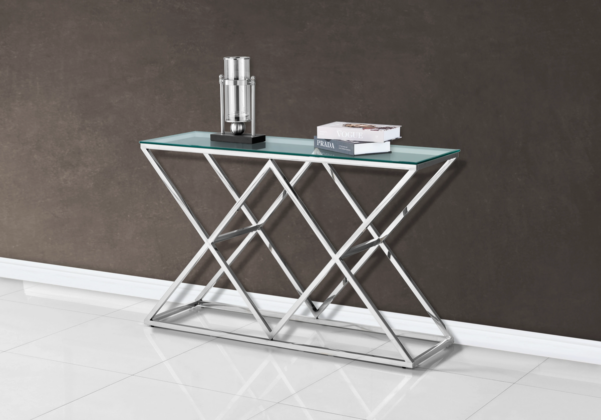 Console métal chromé plateau en verre ERLY - DEKOFLIX