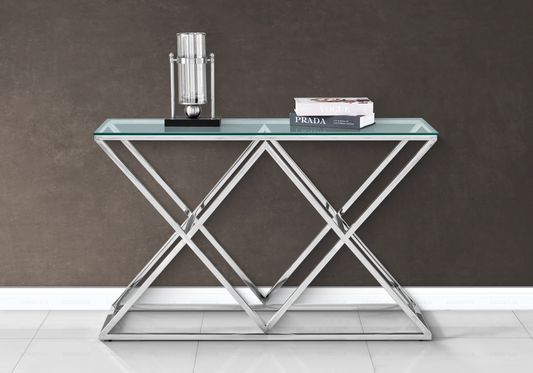 Console métal chromé plateau en verre ERLY - DEKOFLIX
