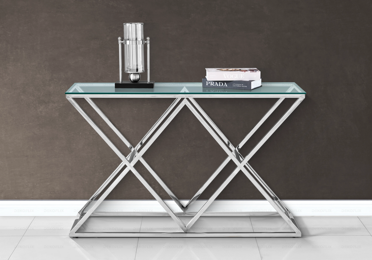 Console métal chromé plateau en verre ERLY - DEKOFLIX