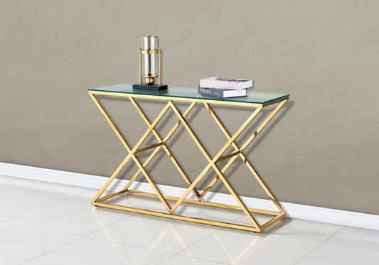 Console métal doré plateau en verre ERLY - DEKOFLIX