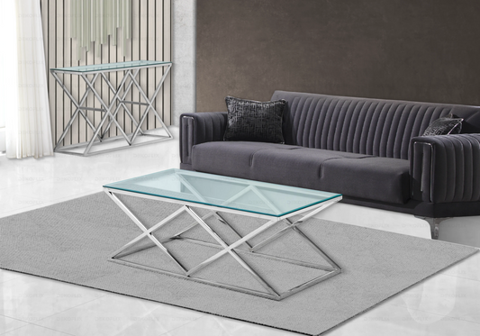 Table basse chromée en verre design ERLY - DEKOFLIX
