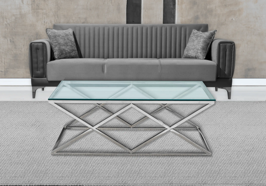 Table basse chromée en verre design ERLY - DEKOFLIX
