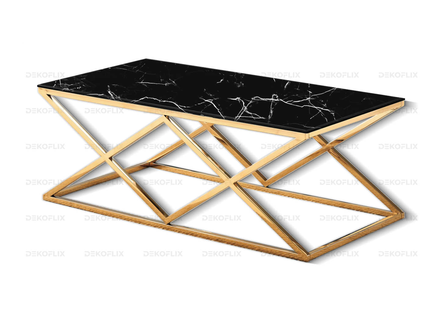 Table basse dorée marbre noir design ERLY