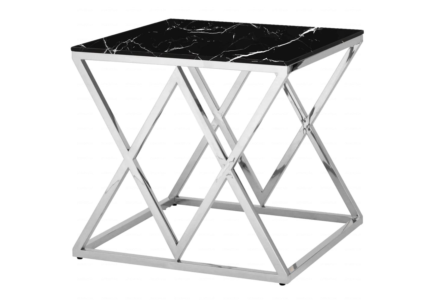 Table a manger chromée marbre noir design ERLY - DEKOFLIX