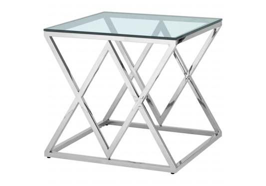 Bout de canapé chromé en verre design ERLY - DEKOFLIX