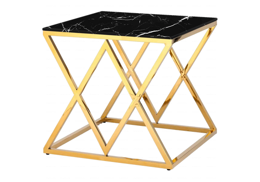 Bout de canapé doré marbre noir design ERLY - DEKOFLIX