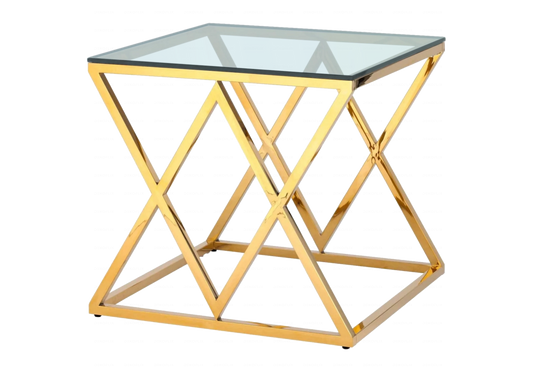 Bout de canapé doré en verre design ERLY - DEKOFLIX