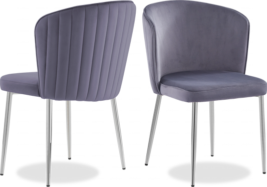 Chaise chromée velours anthracite DIVA - Lot de 4 - DEKOFLIX