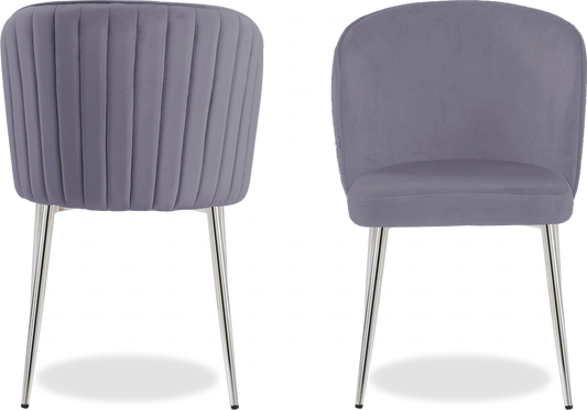Chaise chromée velours anthracite DIVA - Lot de 4 - DEKOFLIX